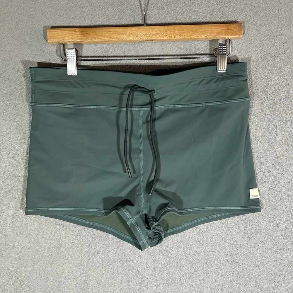 Vuori Dune Shorty Shorts Women's Large Green Teal 2" Inseam Drawstrings Swim